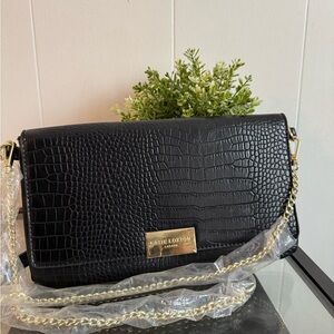 Katie Loxton Black Croc-Embossed Crossbody Bag